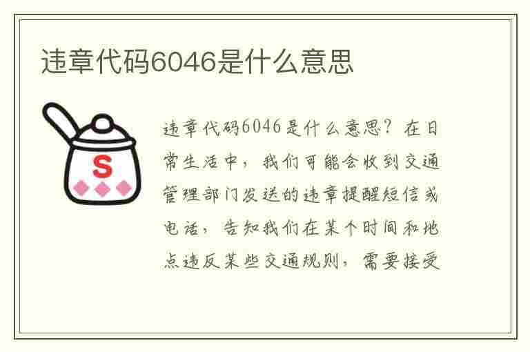 违章代码6046是什么意思(违章代码6046是什么意思啊)