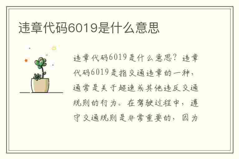 违章代码6019是什么意思