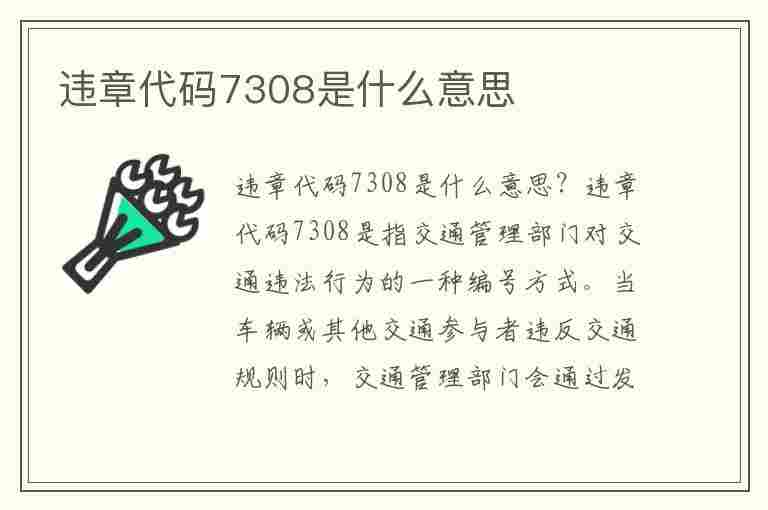 违章代码7308是什么意思(违章代码7308是什么意思啊)