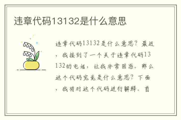 违章代码13132是什么意思(违章代码13132是什么意思啊)