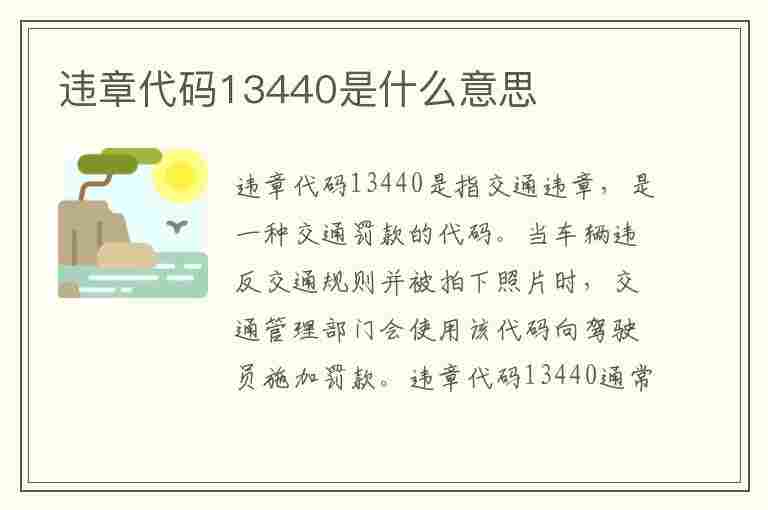 违章代码13440是什么意思(违章代码13440是什么意思啊)