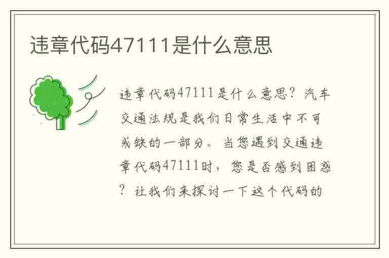 违章代码47111是什么意思(违章代码47111是什么意思啊)