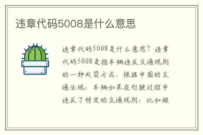 违章代码5008是什么意思(违章代码5008是什么意思啊)