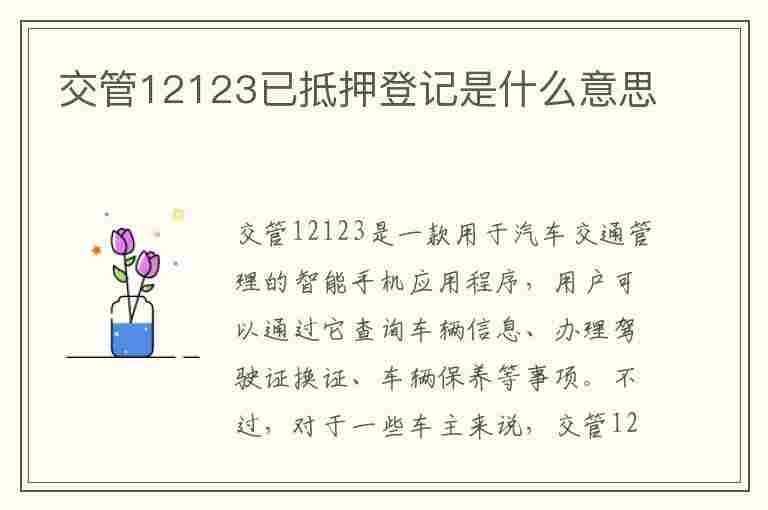 交管12123已抵押登记是什么意思(车贷还清了忘了解压过了6年)