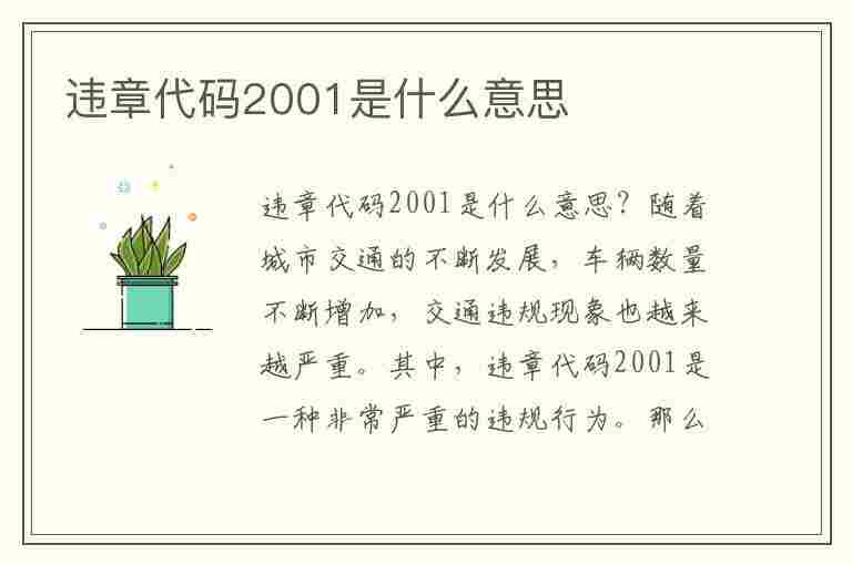 违章代码2001是什么意思(违章代码2001是什么意思啊)