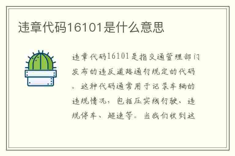 违章代码16101是什么意思(违章代码16101是什么意思啊)