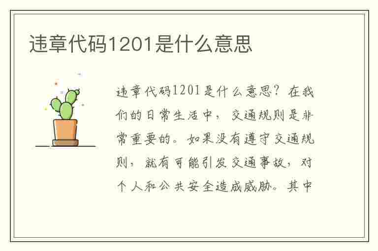 违章代码1201是什么意思