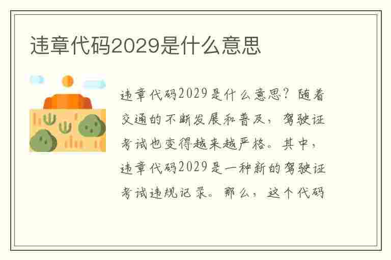 违章代码2029是什么意思(违章代码2029是什么意思啊)