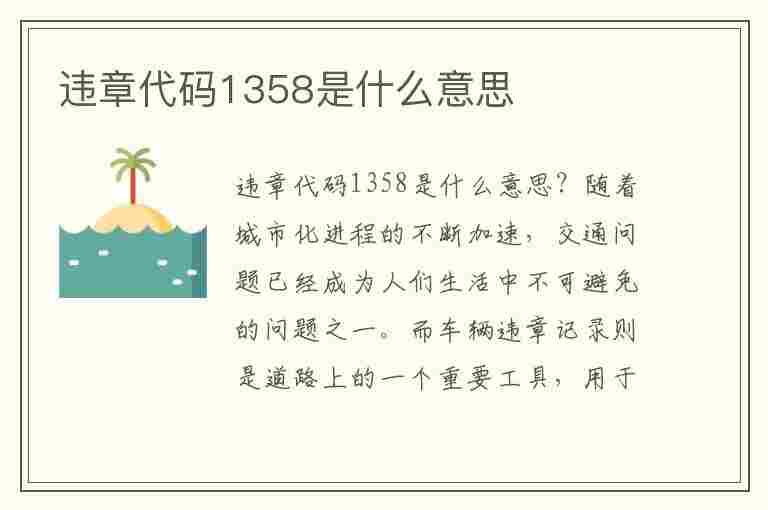 违章代码1358是什么意思