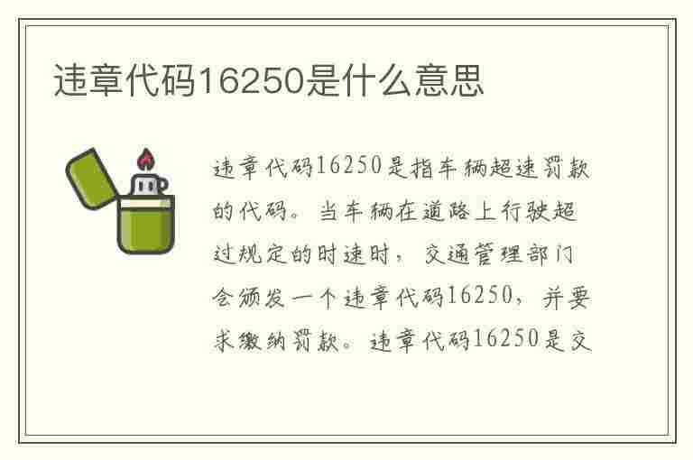 违章代码16250是什么意思(违章代码16250是什么意思啊)