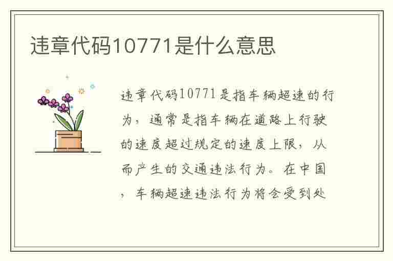 违章代码10771是什么意思(违章代码10771是什么意思啊)