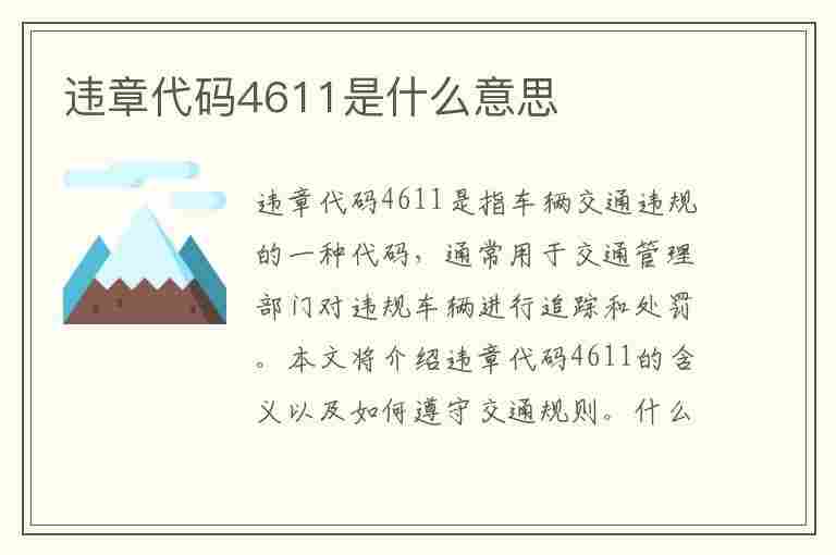 违章代码4611是什么意思(违章代码4611是什么意思啊)