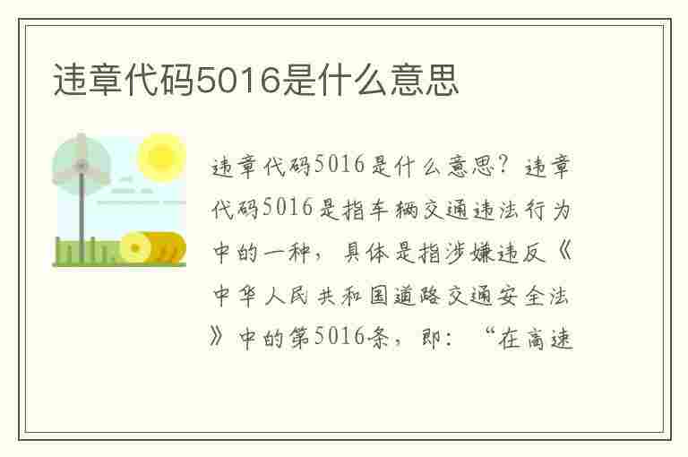 违章代码5016是什么意思(违章代码5016是什么意思啊)