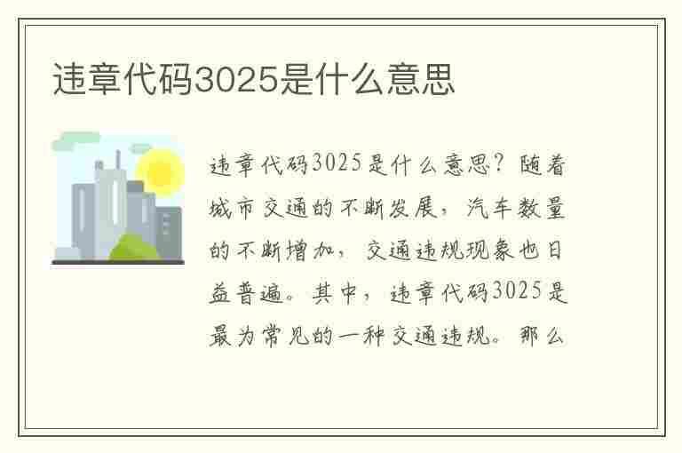 违章代码3025是什么意思