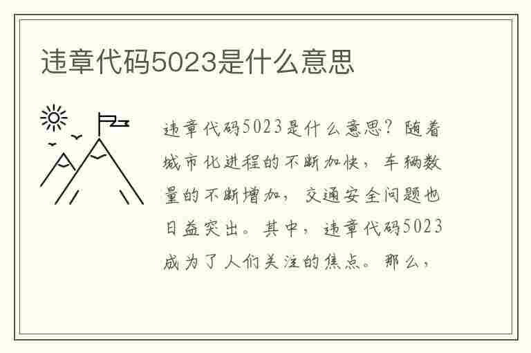 违章代码5023是什么意思(违章代码5023是什么意思啊)