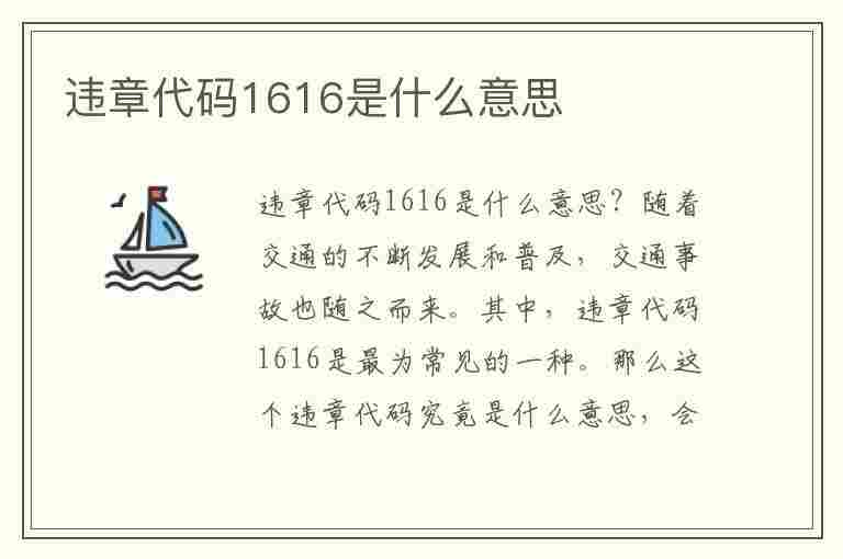 违章代码1616是什么意思