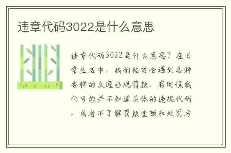 违章代码3022是什么意思(违章代码3022是什么意思啊)