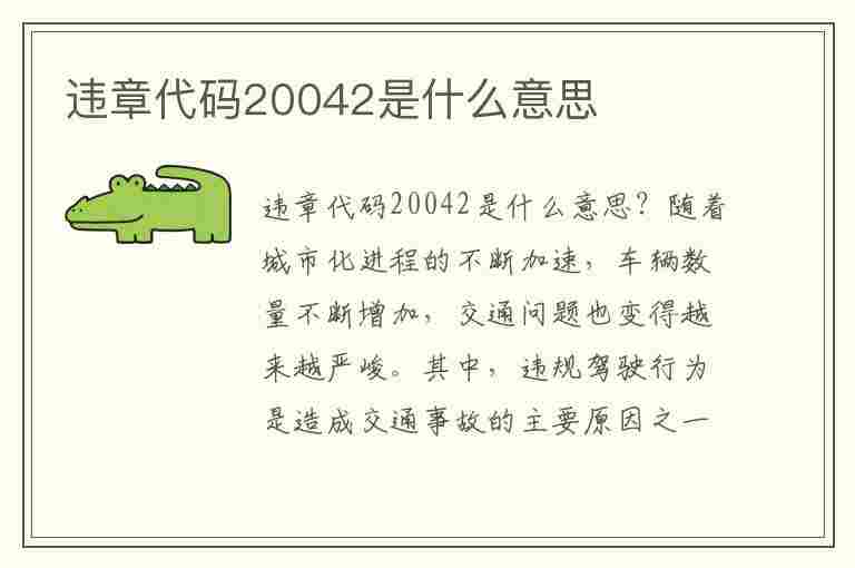 违章代码20042是什么意思(违章代码20042是什么意思啊)