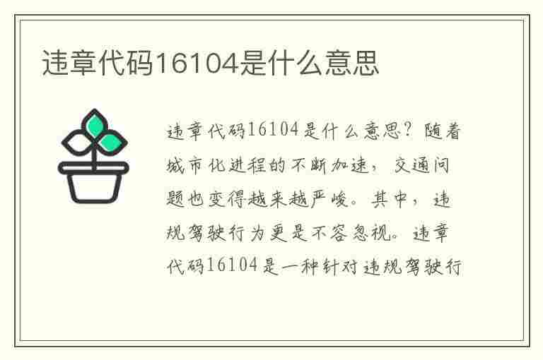 违章代码16104是什么意思