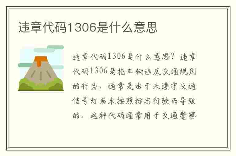 违章代码1306是什么意思(违章代码1306是什么意思啊)