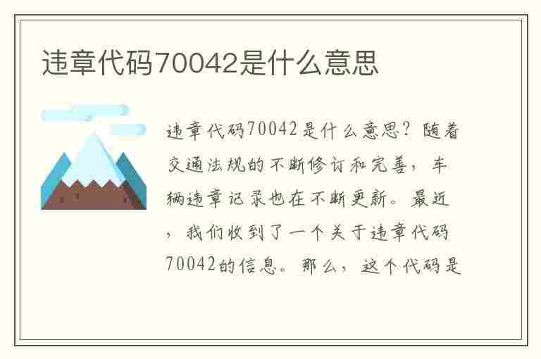 违章代码70042是什么意思(违章代码70042是什么意思啊)