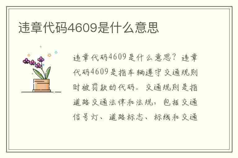 违章代码4609是什么意思(违章代码4609是什么意思啊)