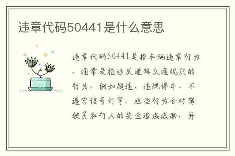 违章代码50441是什么意思(违章代码50441是什么意思啊)