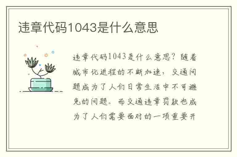 违章代码1043是什么意思(违章代码1043是什么意思?)