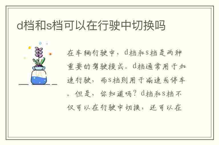 d档和s档可以在行驶中切换吗