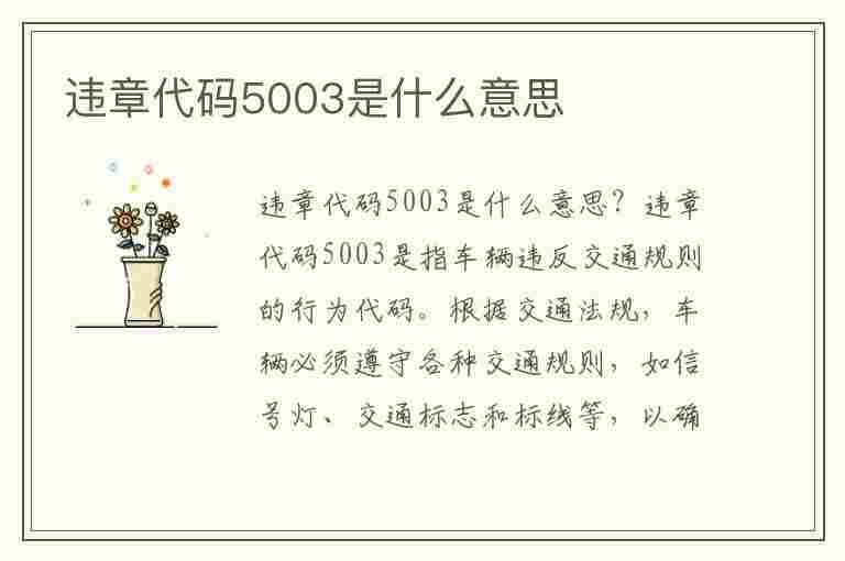 违章代码5003是什么意思(违章代码5003是什么意思啊)