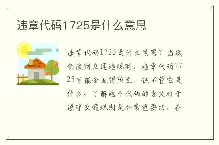 违章代码1725是什么意思