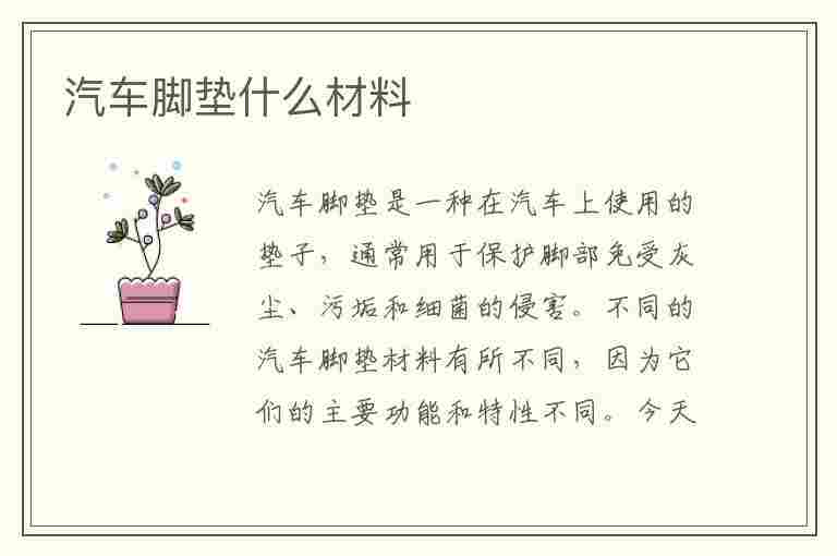 汽车脚垫什么材料(汽车脚垫什么材料好)