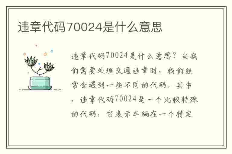 违章代码70024是什么意思(违章代码70024是什么意思啊)