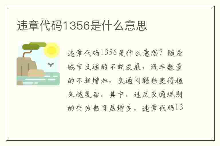 违章代码1356是什么意思