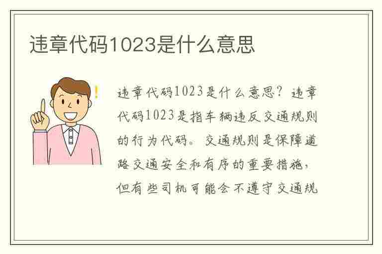 违章代码1023是什么意思(违章代码1023是什么意思啊)