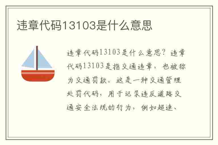 违章代码13103是什么意思