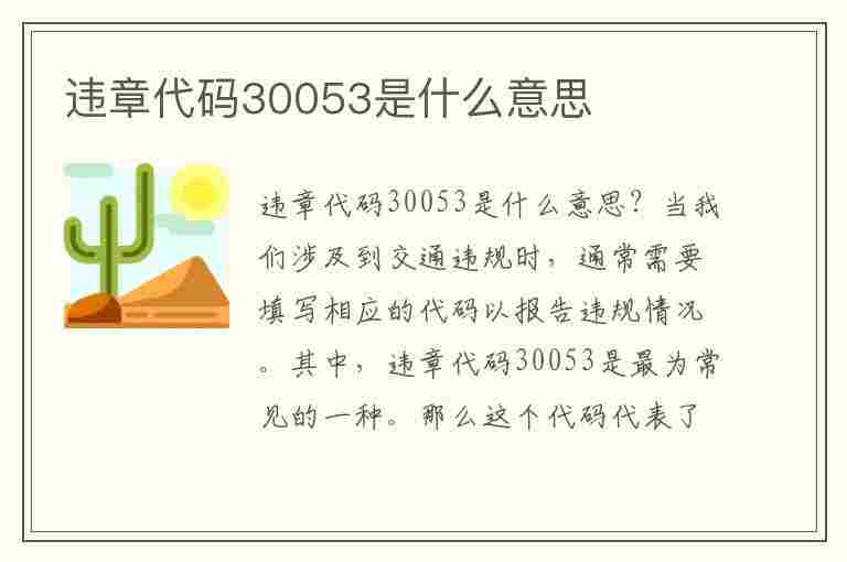 违章代码30053是什么意思(违章代码30053是什么意思啊)