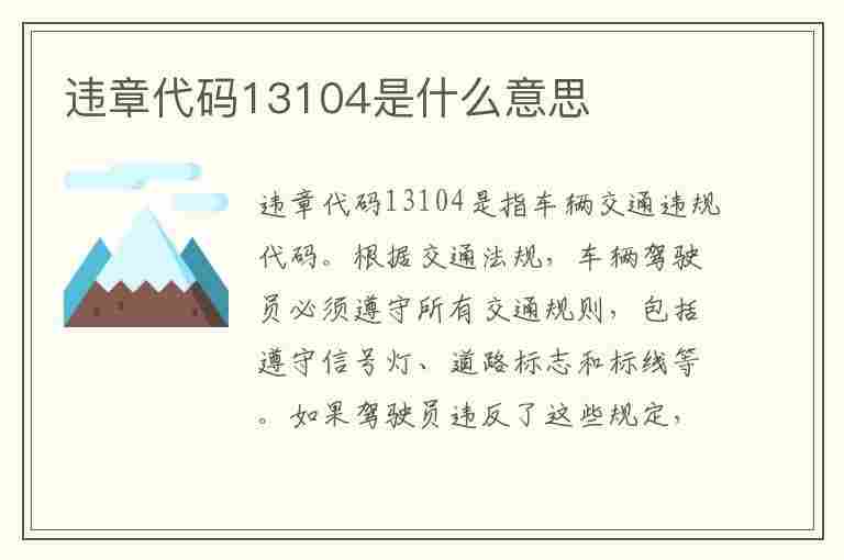 违章代码13104是什么意思(违章代码13104是什么意思啊)