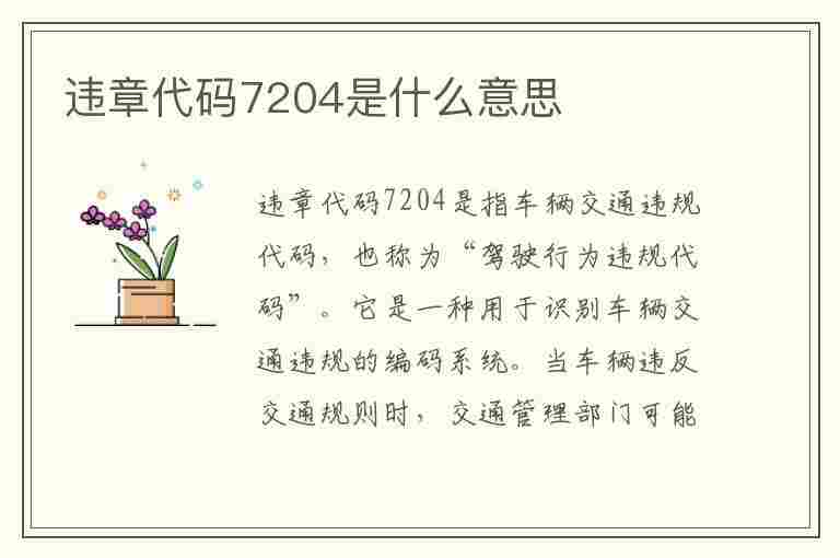 违章代码7204是什么意思(违章代码7204是什么意思啊)