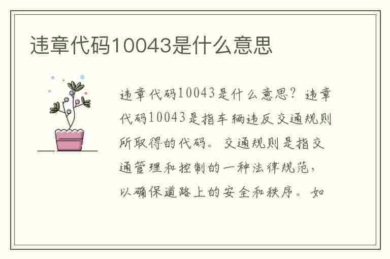 违章代码10043是什么意思