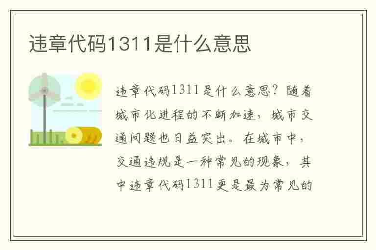 违章代码1311是什么意思(违章代码1311是什么意思啊)