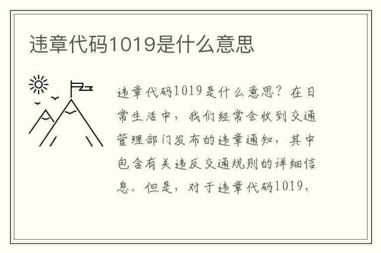 违章代码1019是什么意思(违章代码1019是什么意思,扣几分,罚款金额)