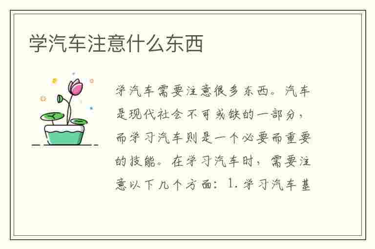 学汽车注意什么东西(学汽车注意什么东西好)