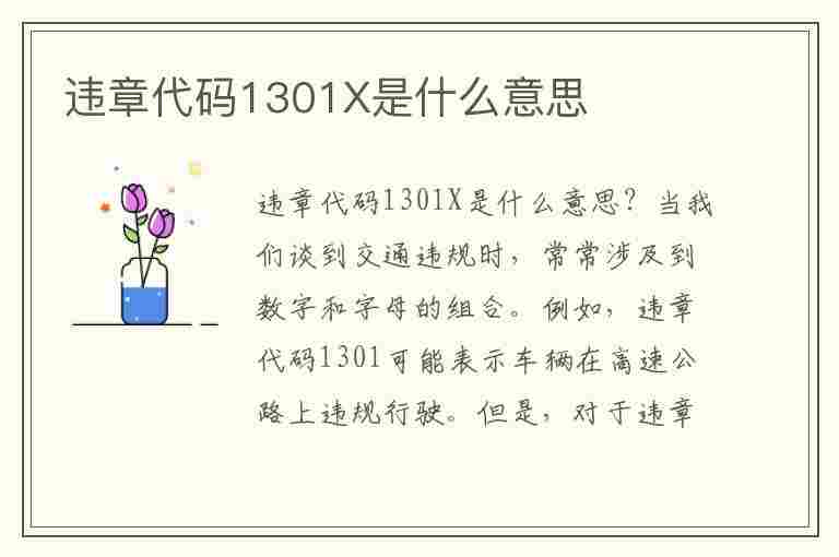 违章代码1301X是什么意思(违章代码1301x是什么意思啊)