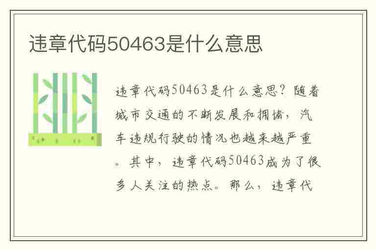 违章代码50463是什么意思(违章代码50463是什么意思啊)