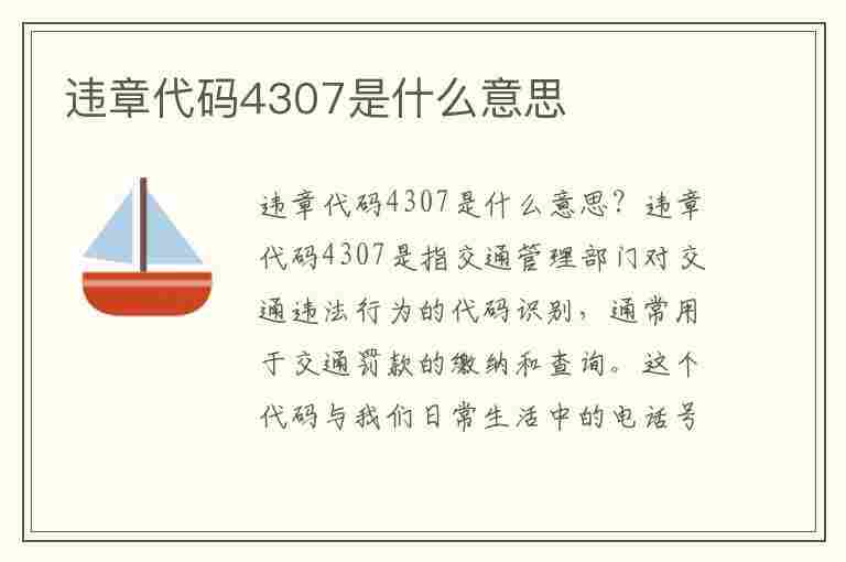 违章代码4307是什么意思(违章代码4307是什么意思啊)