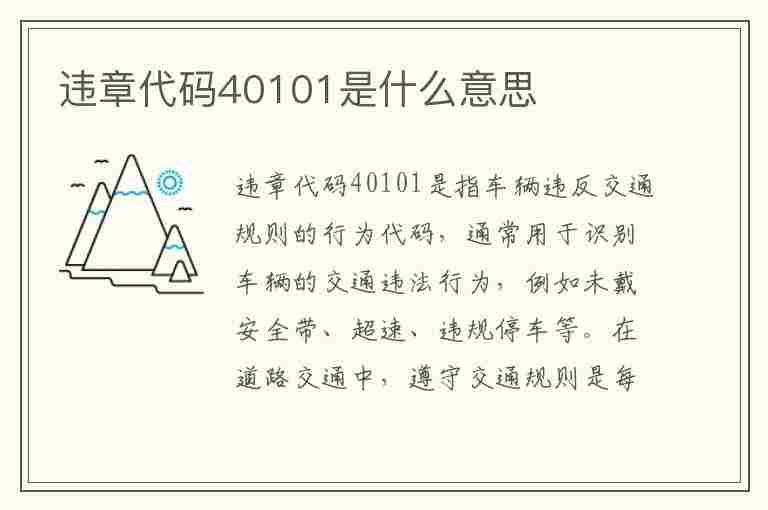 违章代码40101是什么意思(违章代码40101是什么意思啊)