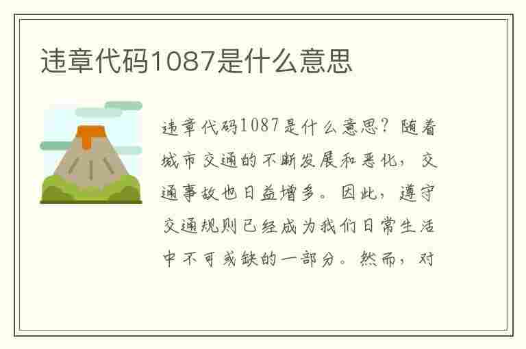 违章代码1087是什么意思(违章代码1087是什么意思啊)