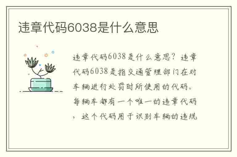 违章代码6038是什么意思