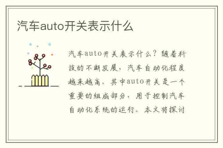 汽车auto开关表示什么